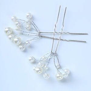 NWT WHITE PEARL CLUSTER BRIDAL GOLD BUN HAIR CLIP